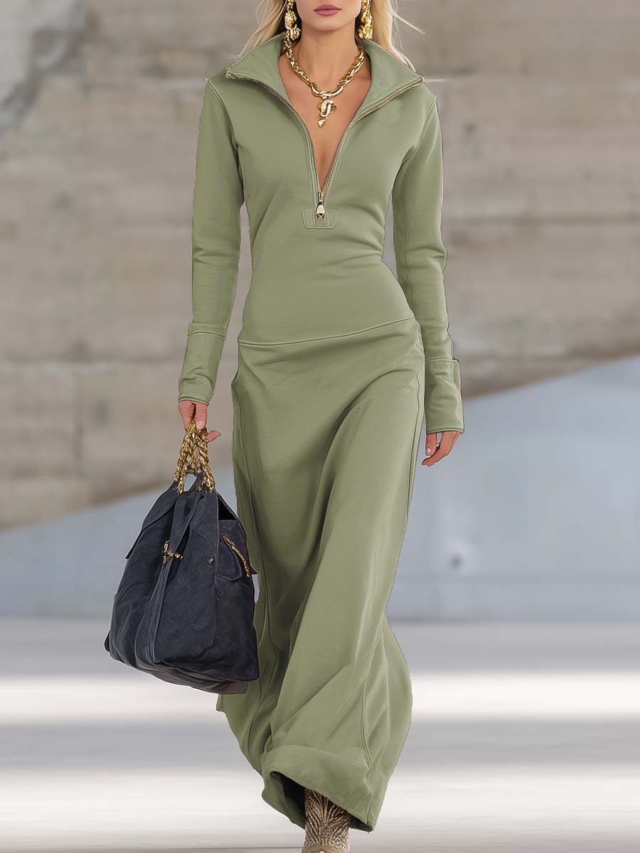 Beatrice | Damen Rosa Kapuzen Maxikleid Langarm 9