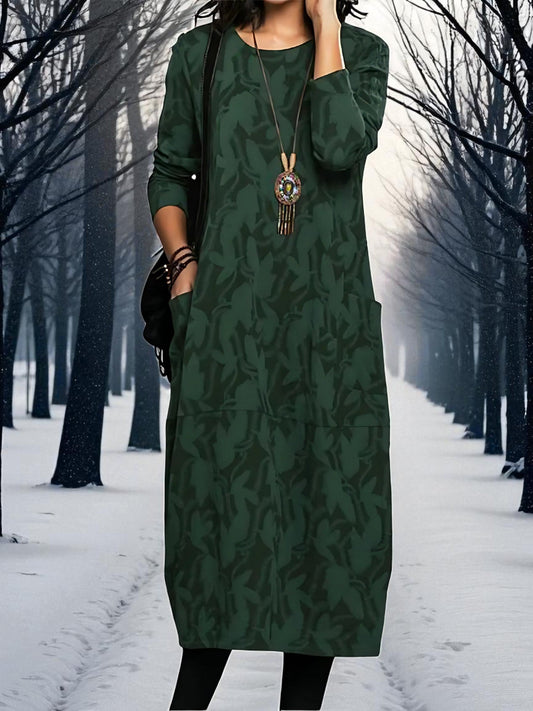 Bedrucktes Maxikleid | Rundhals