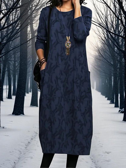 Bedrucktes Maxikleid | Rundhals
