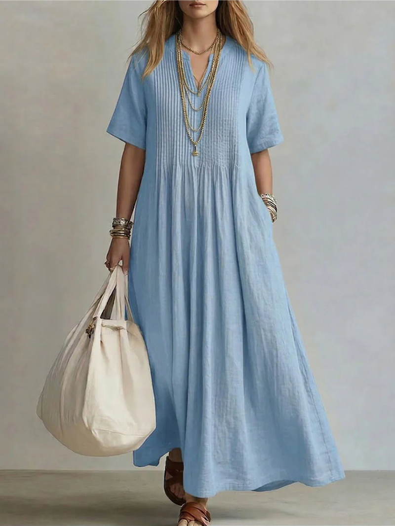 Betsaida – Elegantes Kleid Mit V-Ausschnitt Und kurzen Ärmeln 2