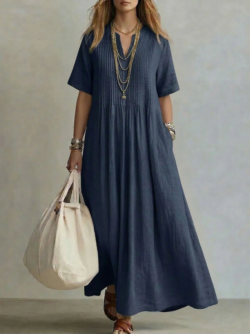 Betsaida – Elegantes Kleid Mit V-Ausschnitt Und kurzen Ärmeln 4