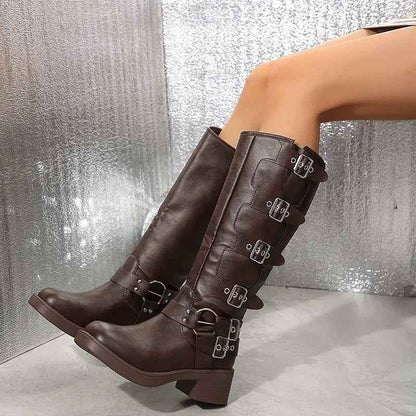 Biker Stiefel Damen | Schnallen & Blockabsatz