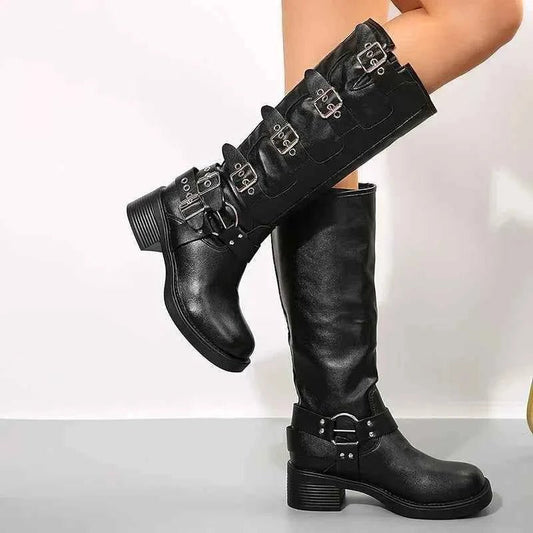 Biker Stiefel Damen | Schnallen & Blockabsatz