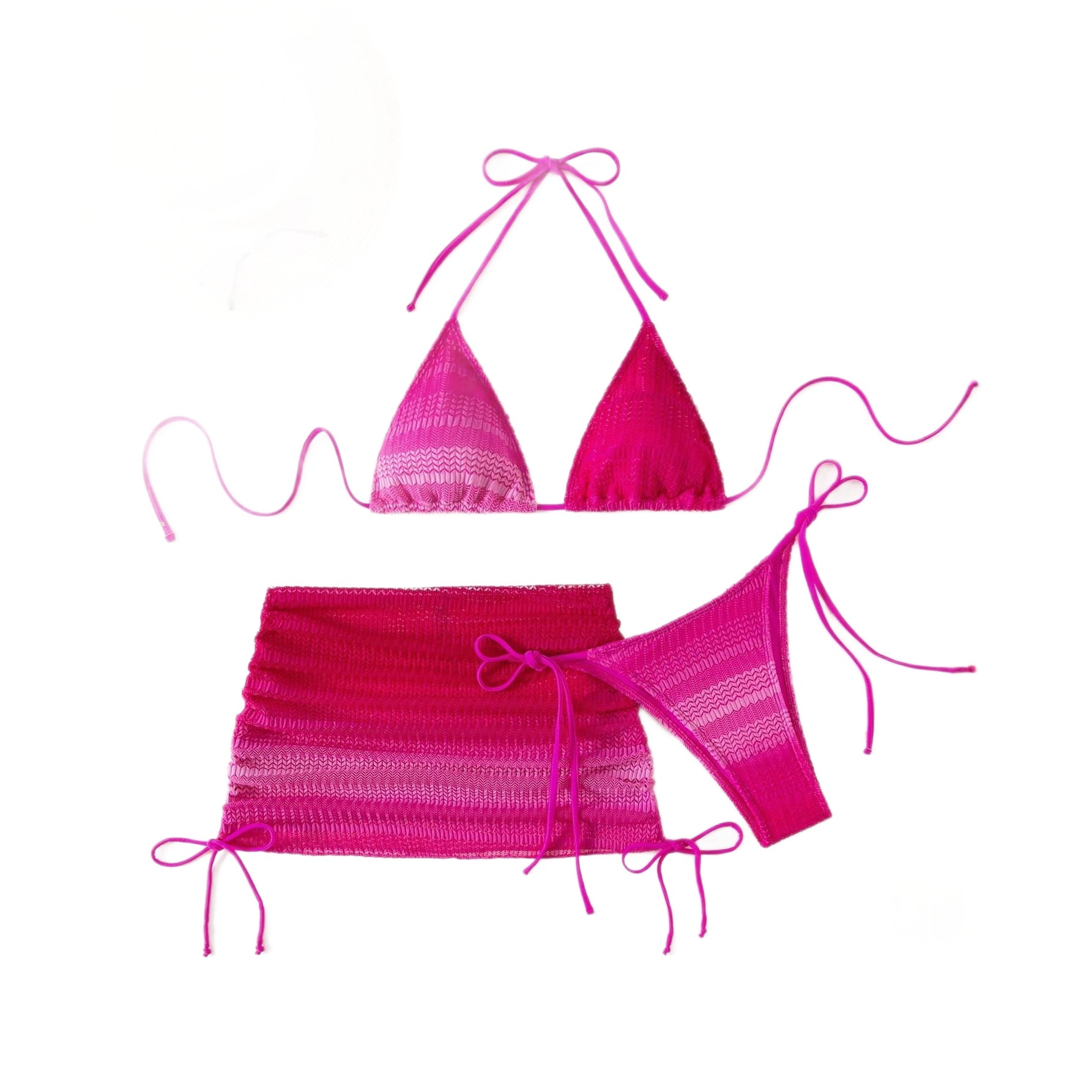 Bikini Set Damen | Häkel-Triangel-Top & Wickel-Minirock
