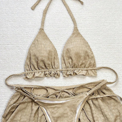 Bikini Set Damen | Rüschen-Triangel-Top & Lässige Shorts