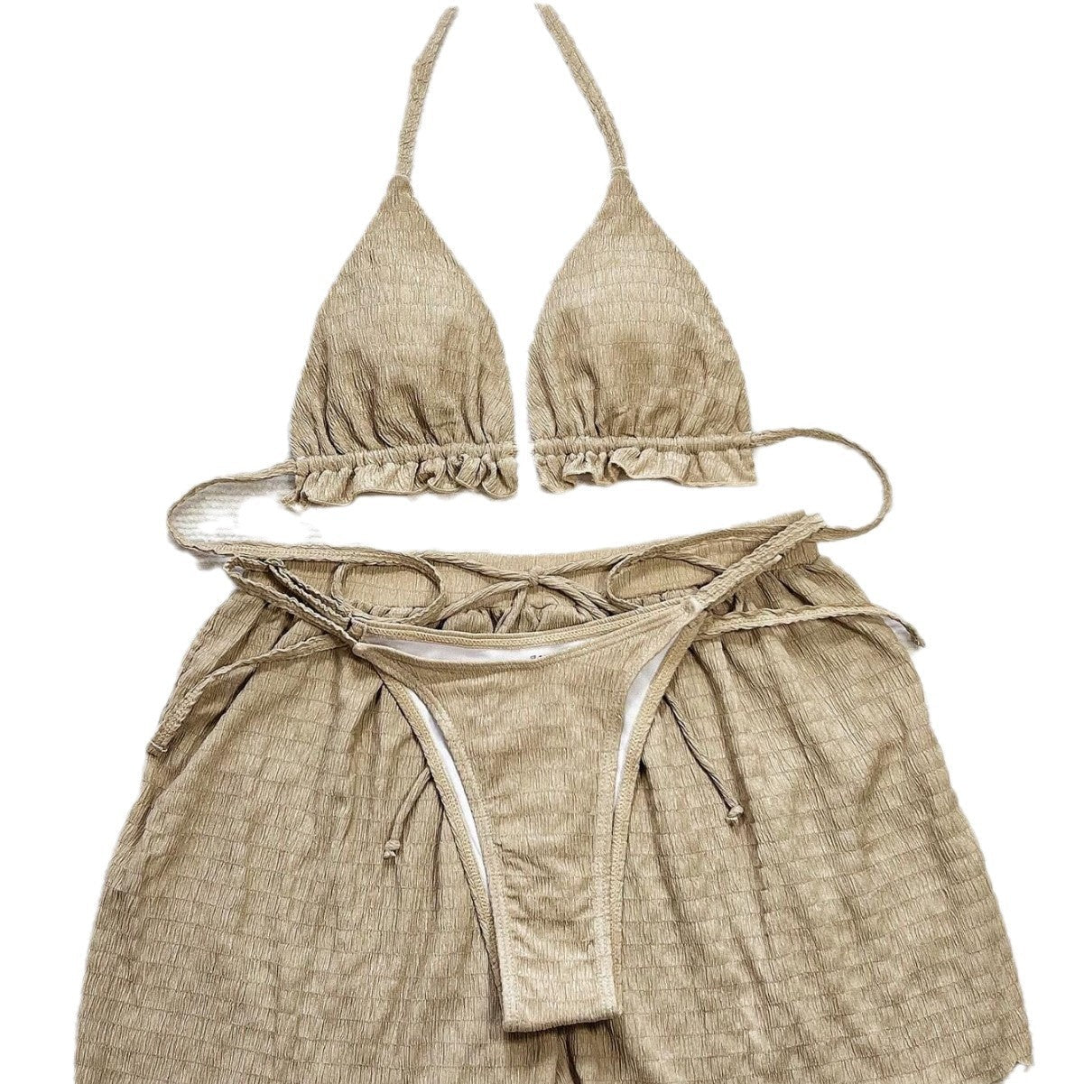 Bikini Set Damen | Rüschen-Triangel-Top & Lässige Shorts