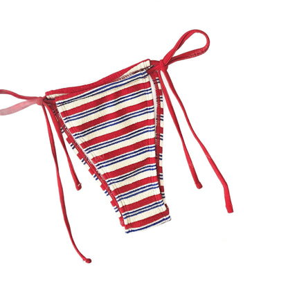 Bikini Set Damen | Triangel-Bikini im Streifendesign & bindbarem Slip