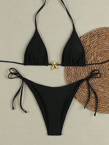 Bikini Set Damen | Triangel-Bikini mit goldenem Seestern-Charm