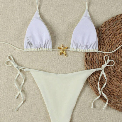 Bikini Set Damen | Triangel-Bikini mit goldenem Seestern-Charm