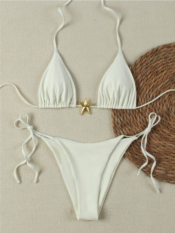 Bikini Set Damen | Triangel-Bikini mit goldenem Seestern-Charm