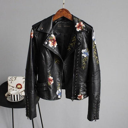 Kurze Jacke Damen | Blumenstickerei mit Nieten 1