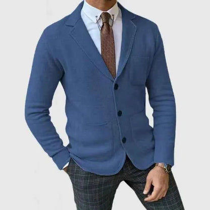 Blazer Herren gestrickt | Reverskragen & Knopfleiste