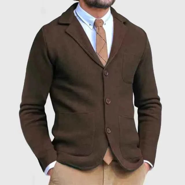 Blazer Herren gestrickt | Reverskragen & Knopfleiste