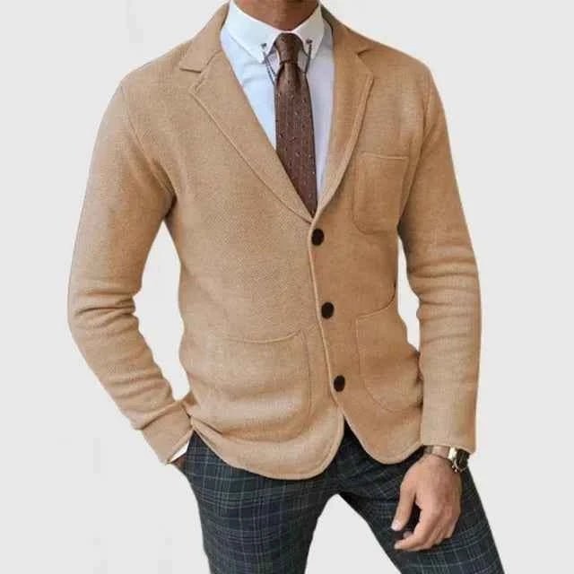 Blazer Herren gestrickt | Reverskragen & Knopfleiste