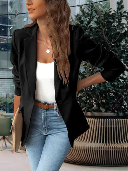 Blazer für Frauen, elegante maßgeschneiderte Passform mit langen Ärmeln und Taschen