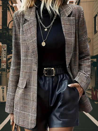 Blazer mit Reverskragen | Kariert Grau