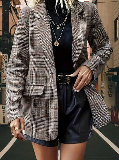 Blazer mit Reverskragen | Kariert Grau