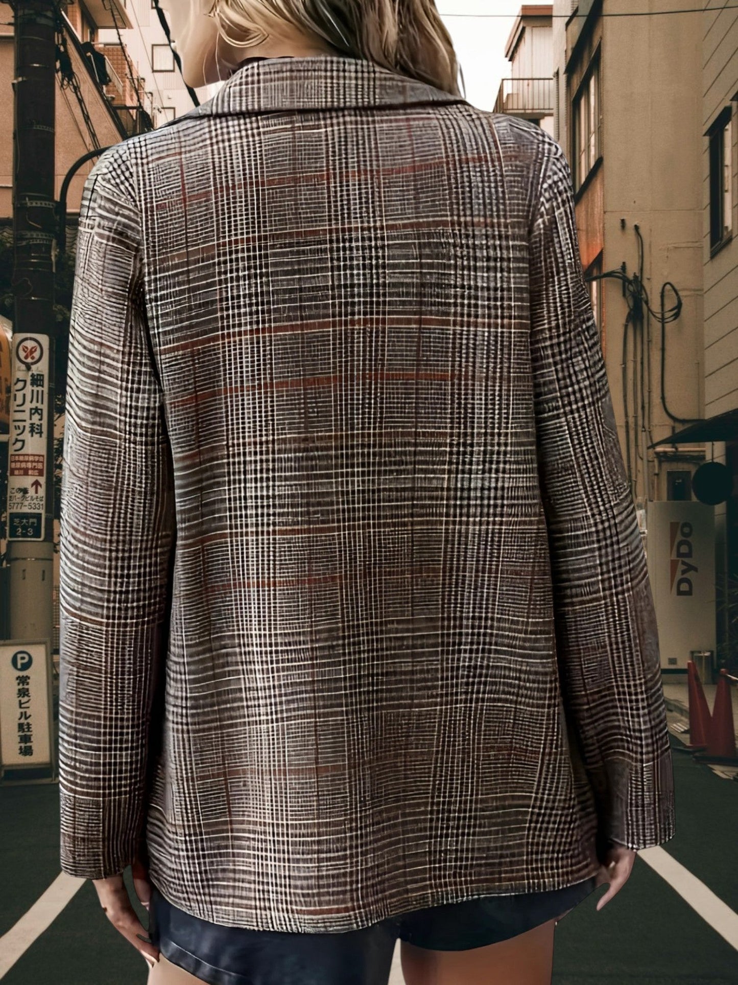 Blazer mit Reverskragen | Kariert Grau