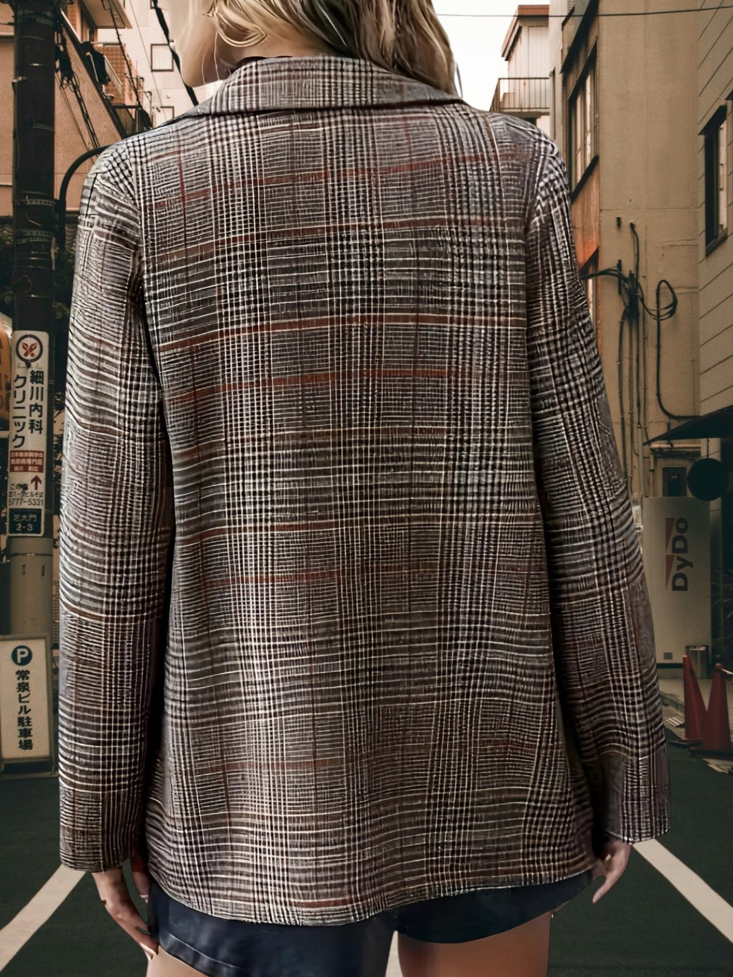 Blazer mit Reverskragen | Kariert Grau