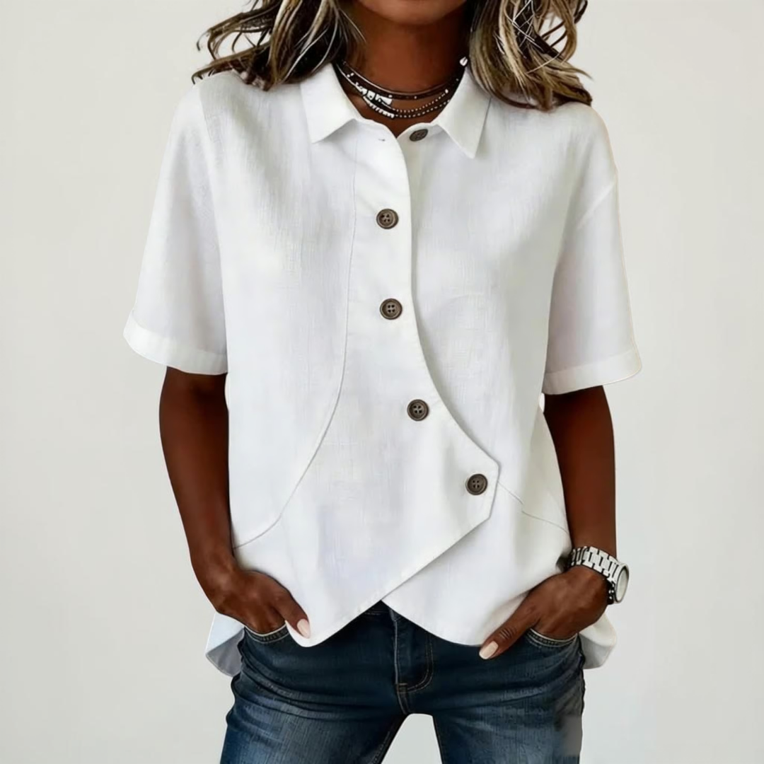 Bluse Damen | Elegante Sommerbluse mit Blumenstickerei