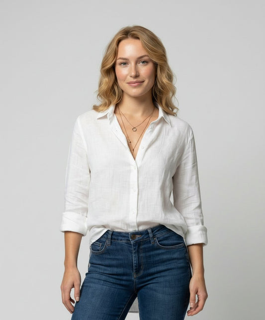 Bluse Damen | Klassischer Kragen & Dreiviertelarm