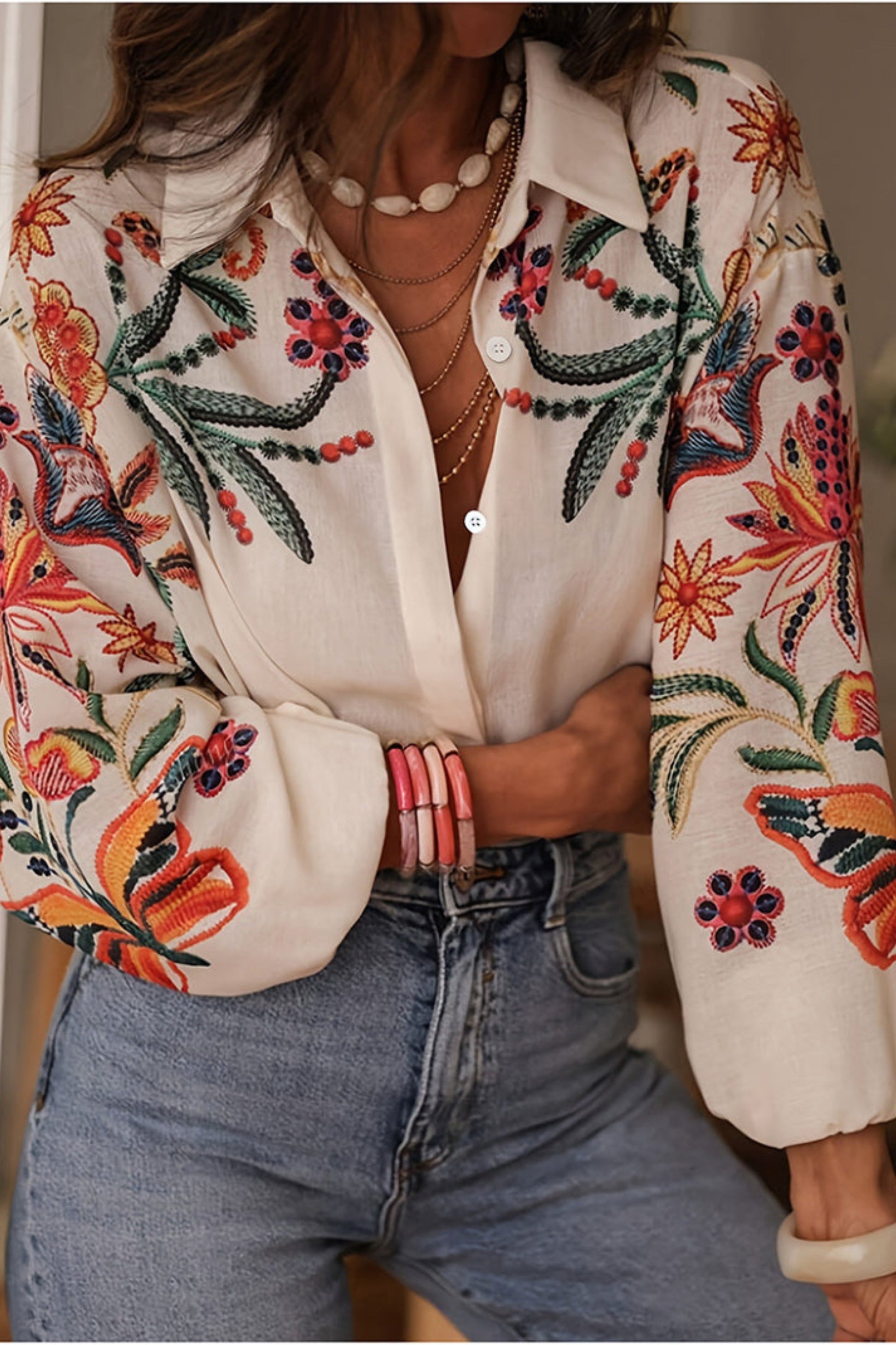 Bluse Damen | Kunstvoll bestickter Blickfang