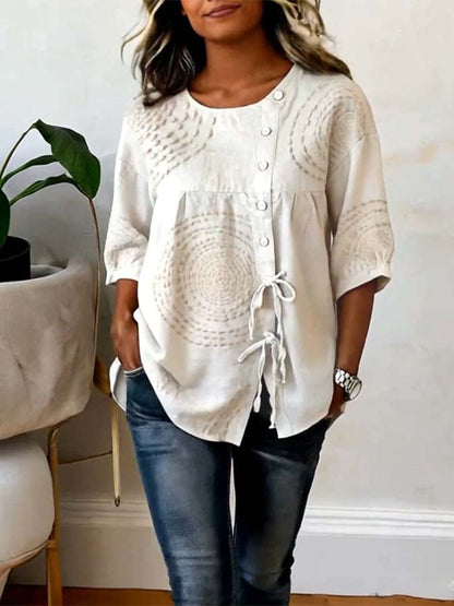 Bluse Damen | Rundhals & Zierschnürung