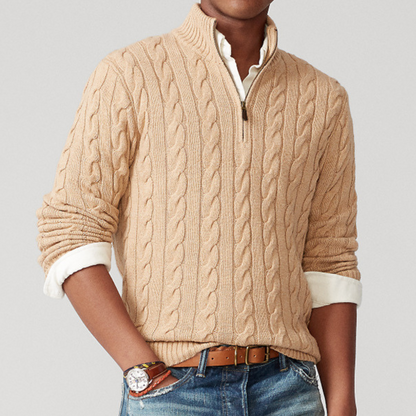 Strickpullover Herren | Zopfmuster mit Half-Zip 2