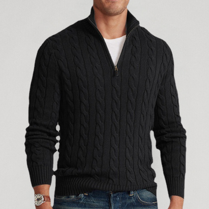 Strickpullover Herren | Zopfmuster mit Half-Zip 1