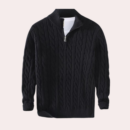Strickpullover Herren | Zopfmuster mit Half-Zip 6