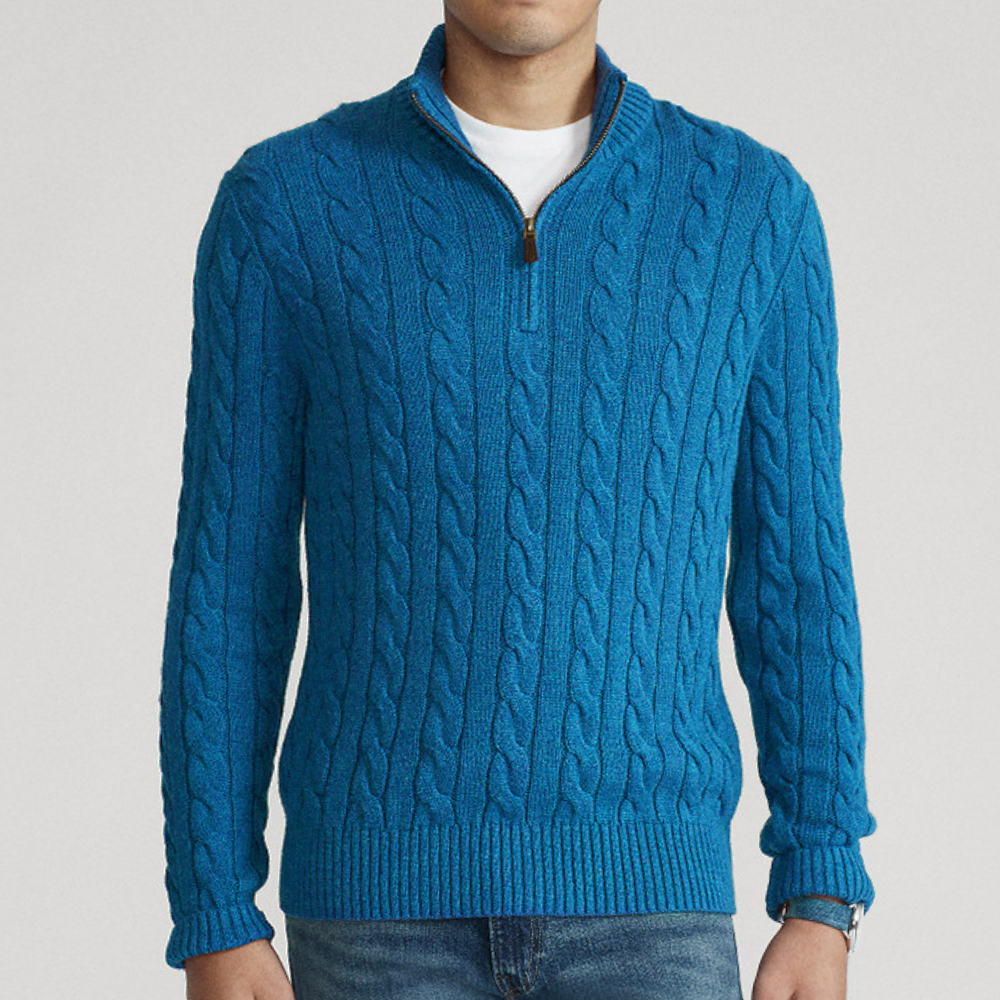 Strickpullover Herren | Zopfmuster mit Half-Zip 3