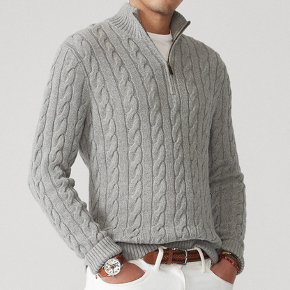 Strickpullover Herren | Zopfmuster mit Half-Zip 5