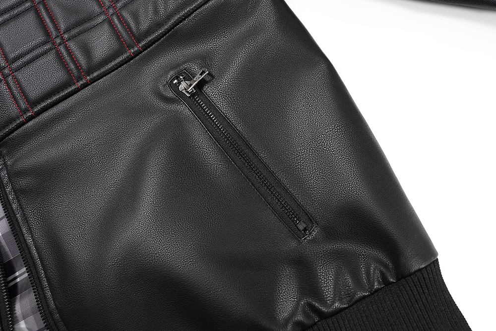 A close up of a  Black Quilted Faux Leather Moto Jacket