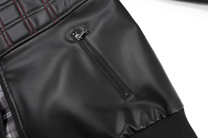 A close up of a  Black Quilted Faux Leather Moto Jacket