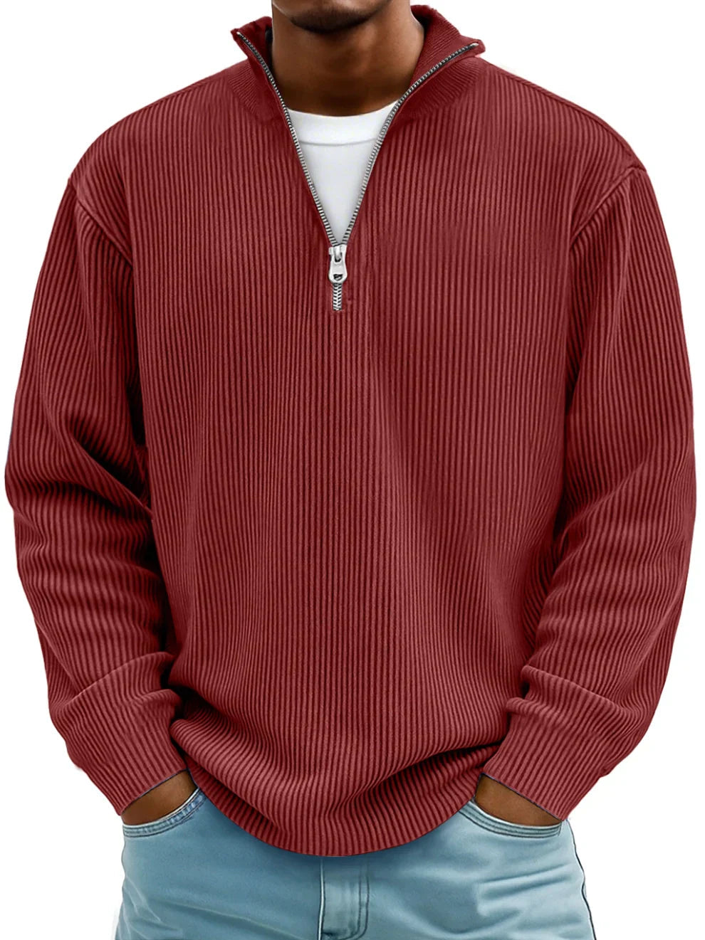 Sweatshirt Herren Half-Zip | Oversized mit Ripp-Struktur 11