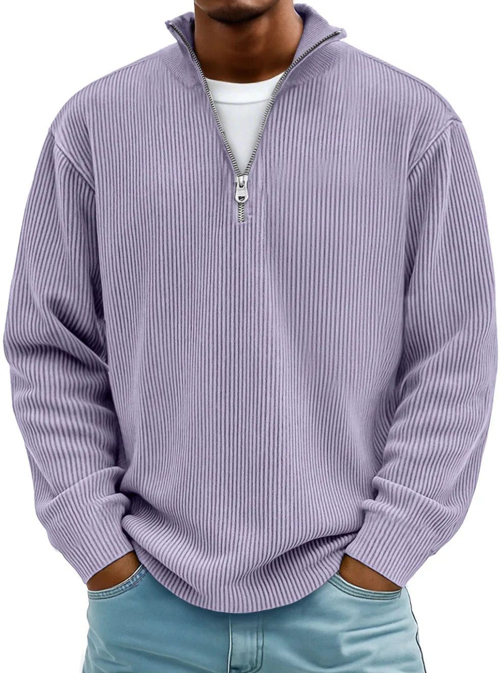 Sweatshirt Herren Half-Zip | Oversized mit Ripp-Struktur 10