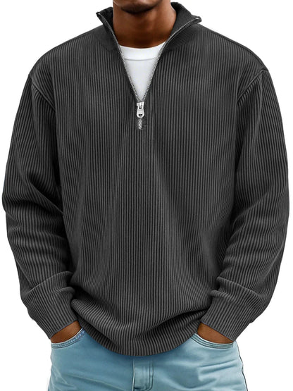 Sweatshirt Herren Half-Zip | Oversized mit Ripp-Struktur 8