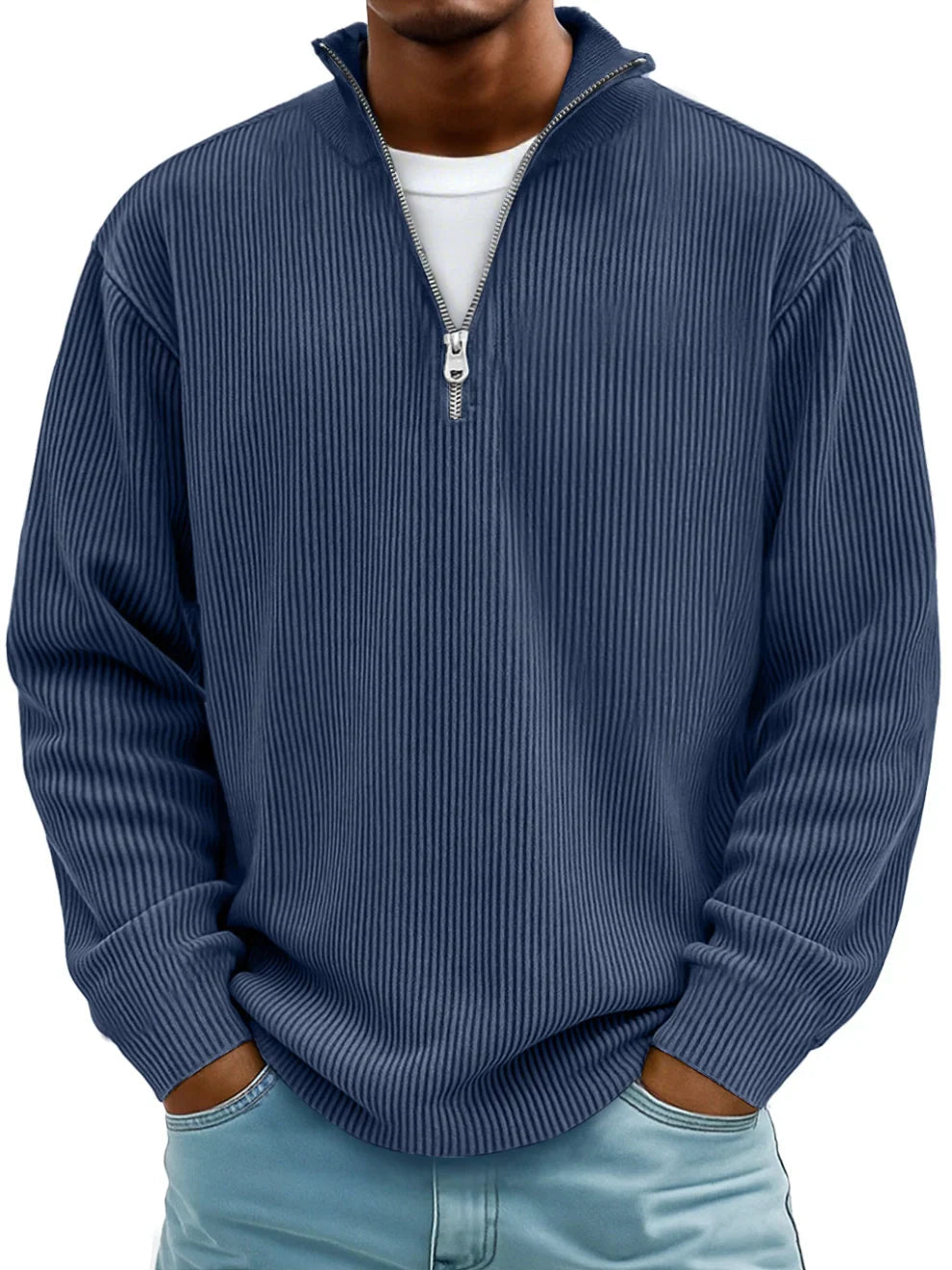 Sweatshirt Herren Half-Zip | Oversized mit Ripp-Struktur 6
