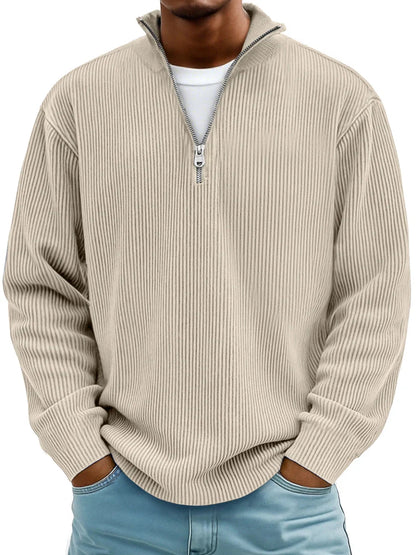 Sweatshirt Herren Half-Zip | Oversized mit Ripp-Struktur 5