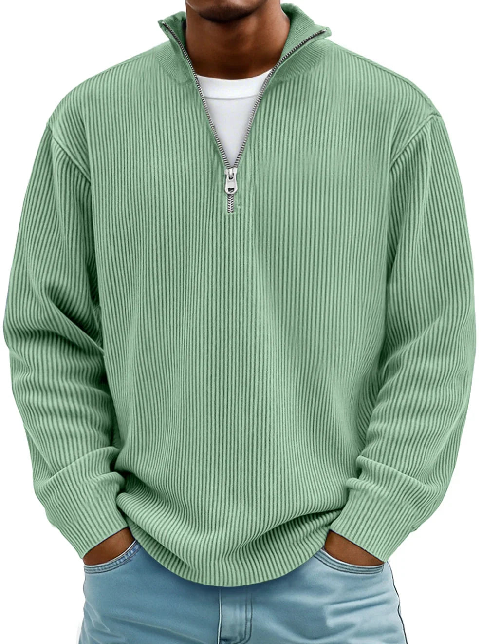 Sweatshirt Herren Half-Zip | Oversized mit Ripp-Struktur 4