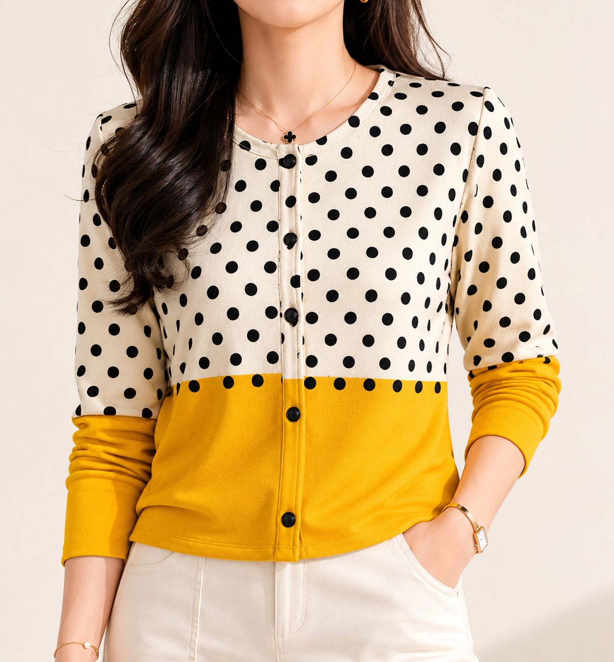 Cardigan Damen | Rundhals & Knopfleiste