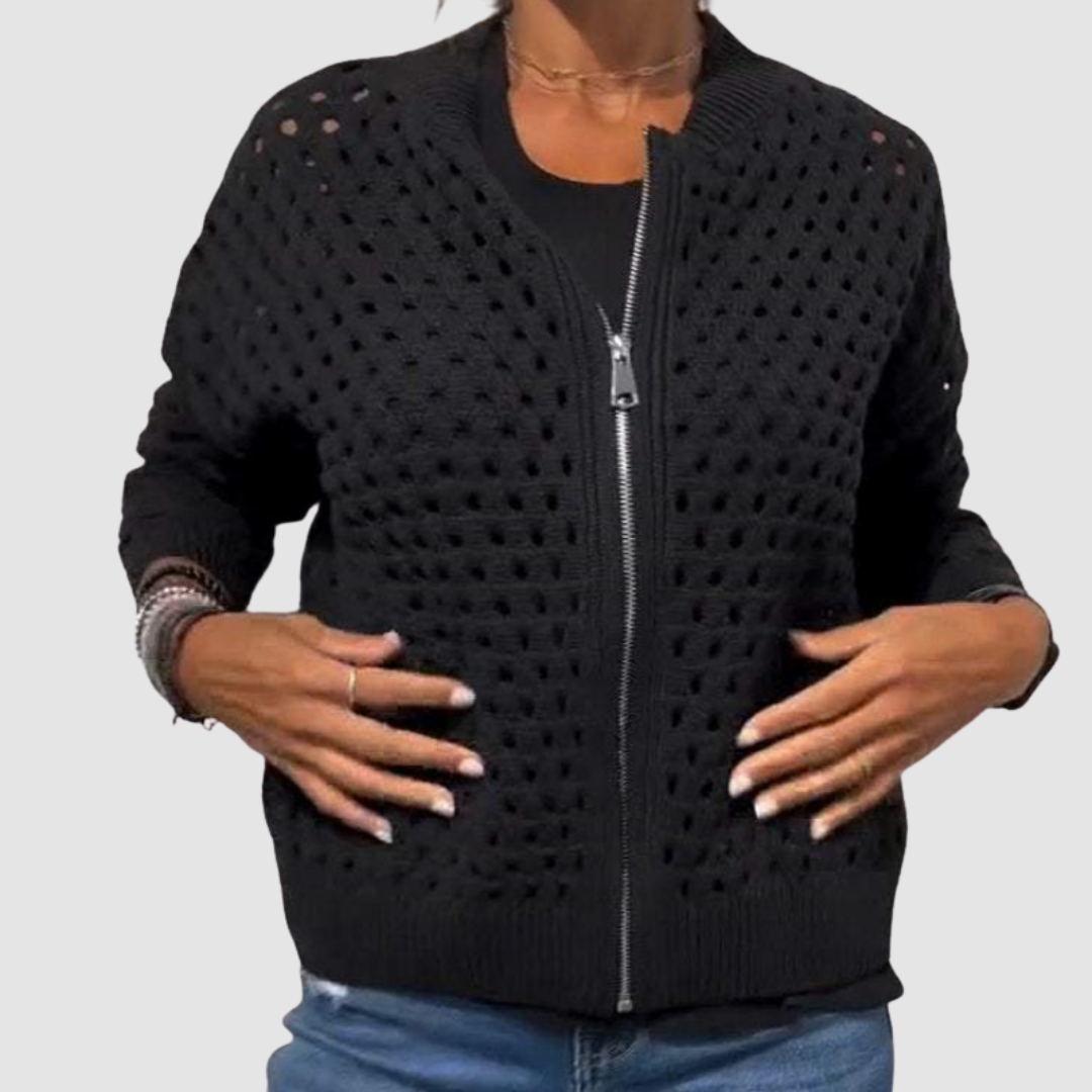 Cardigan Damen | Strukturstrick mit Reißverschluss
