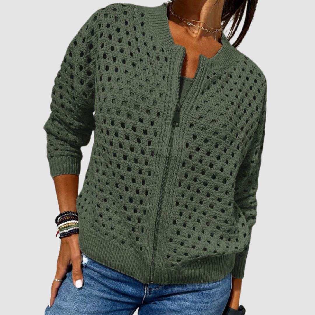 Cardigan Damen | Strukturstrick mit Reißverschluss