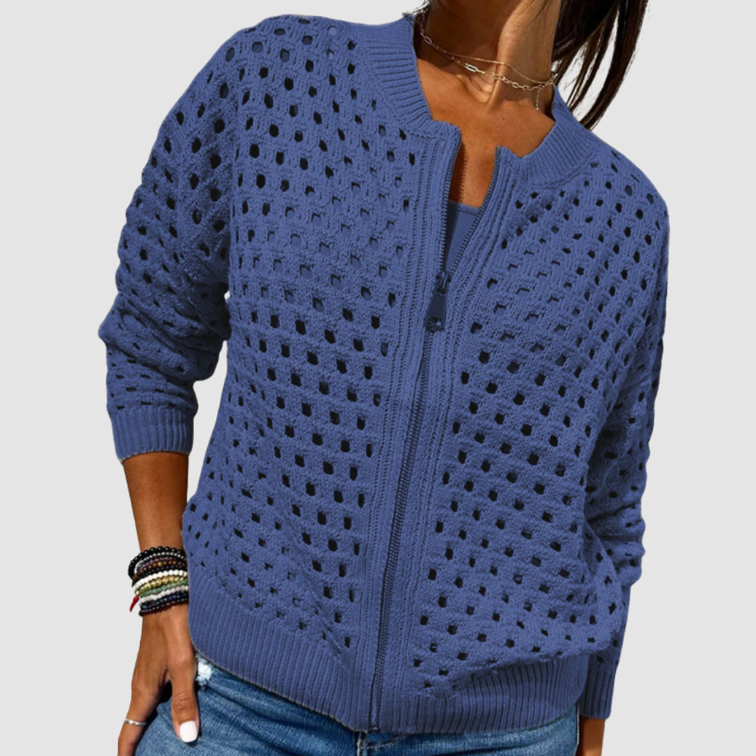Cardigan Damen | Strukturstrick mit Reißverschluss