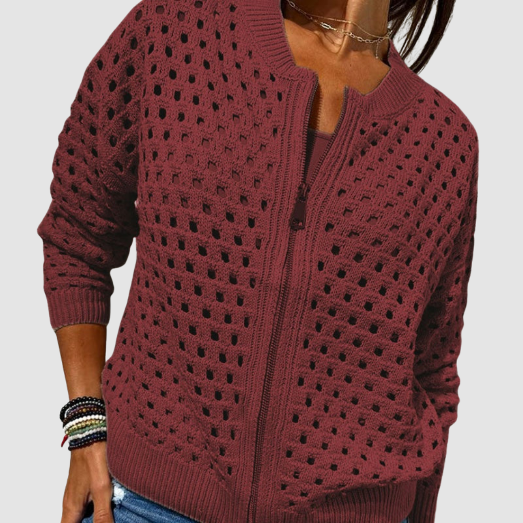 Cardigan Damen | Strukturstrick mit Reißverschluss
