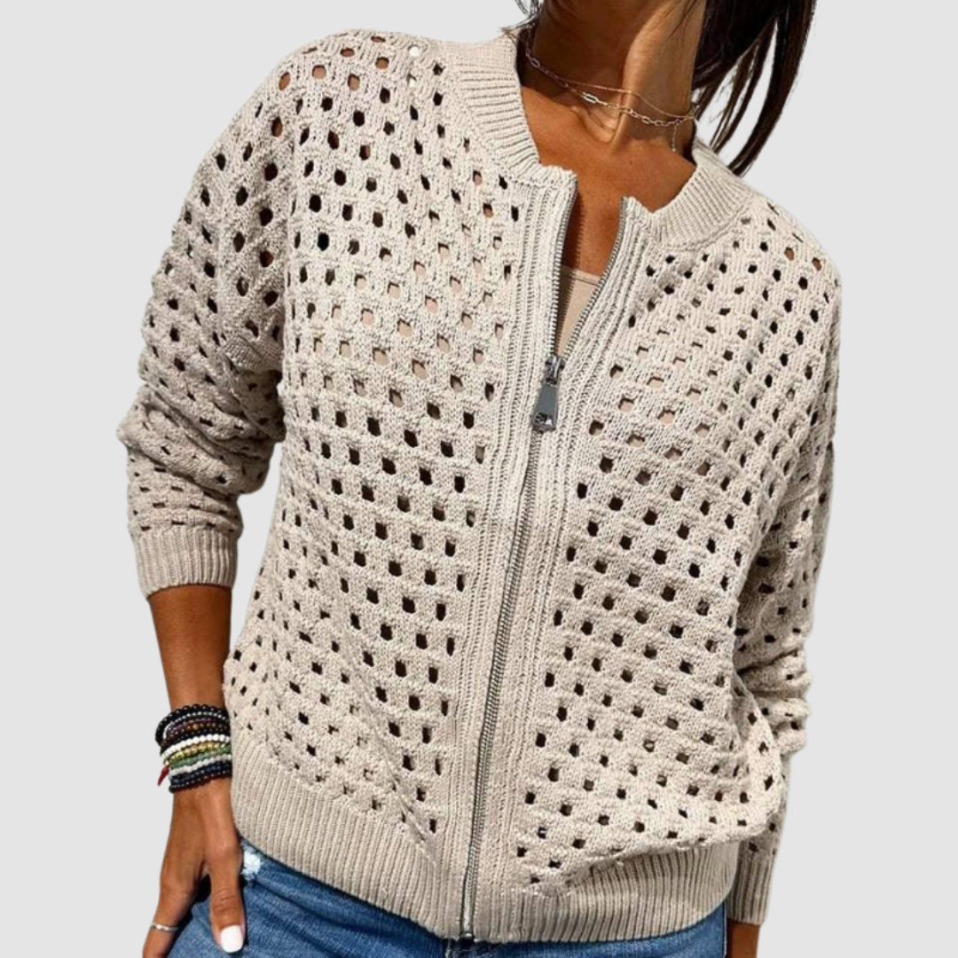 Cardigan Damen | Strukturstrick mit Reißverschluss