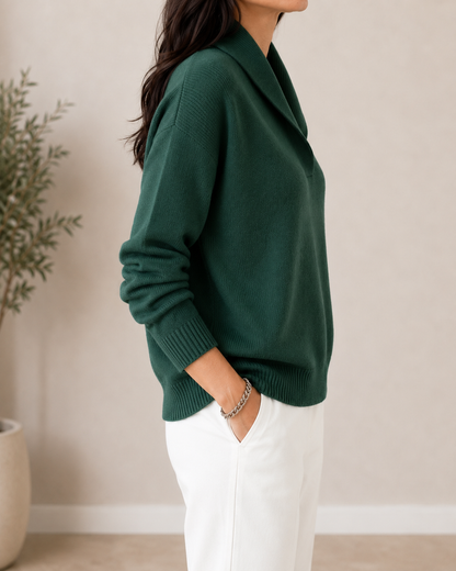 Damen V-Ausschnitt Pullover Wickeleffekt Strickpulli Langarm 4
