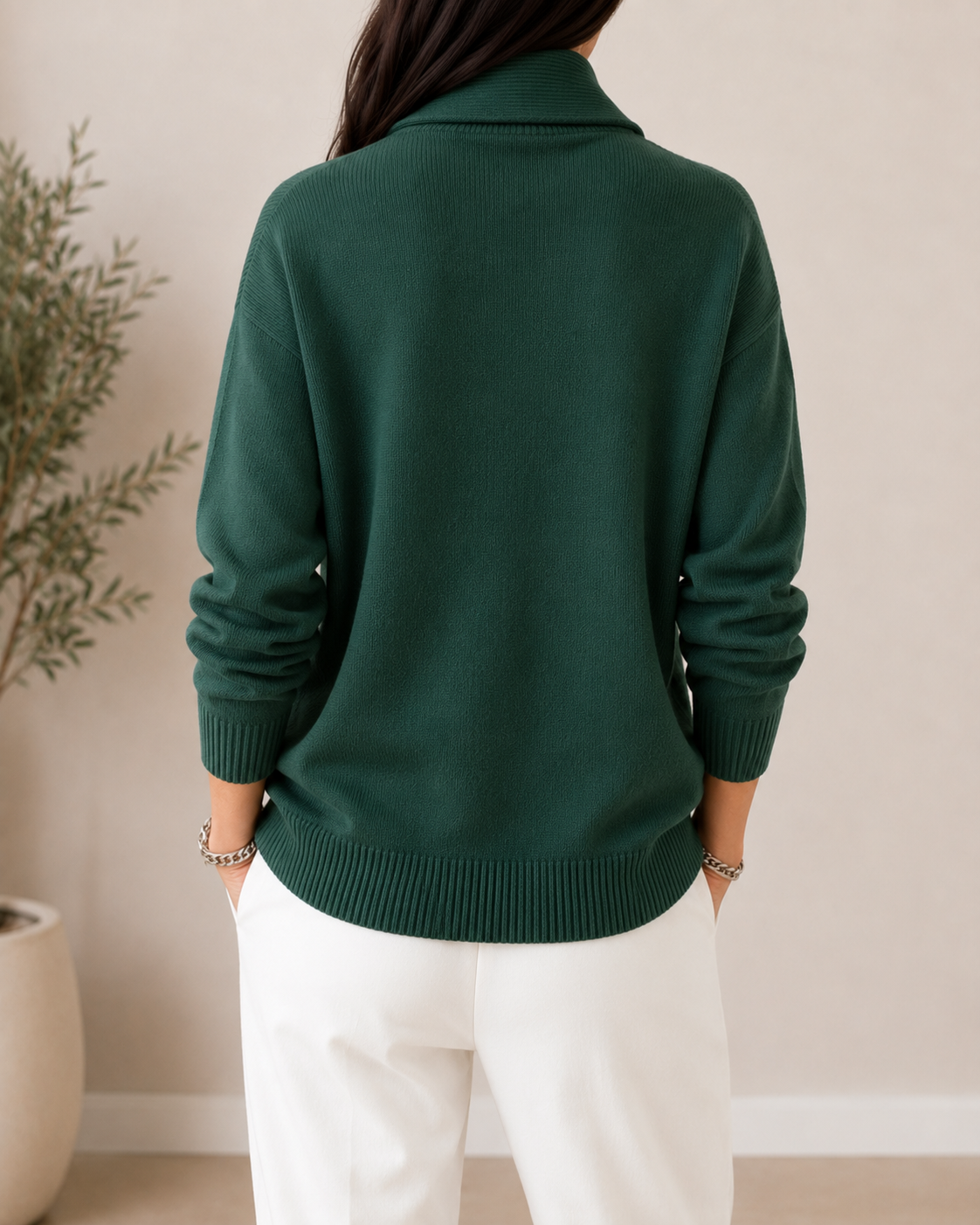 Damen V-Ausschnitt Pullover Wickeleffekt Strickpulli Langarm 5