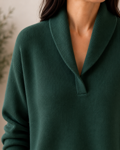 Damen V-Ausschnitt Pullover Wickeleffekt Strickpulli Langarm 6