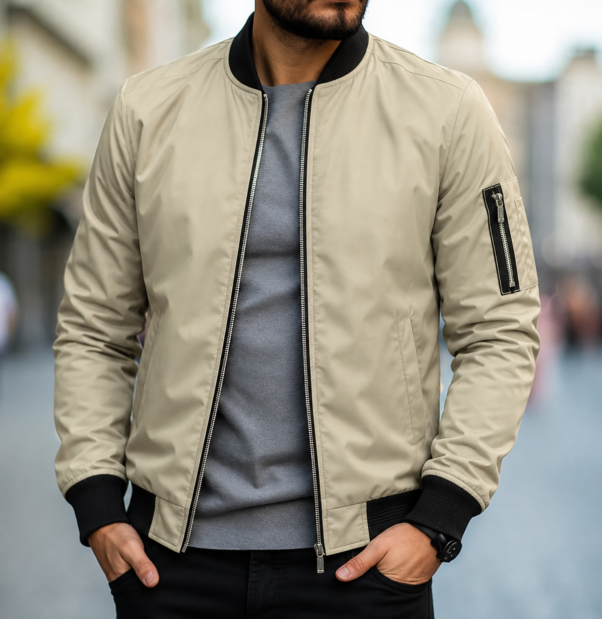 Bomberjacke Herren | Reißverschluss & Gerippte Bündchen 6